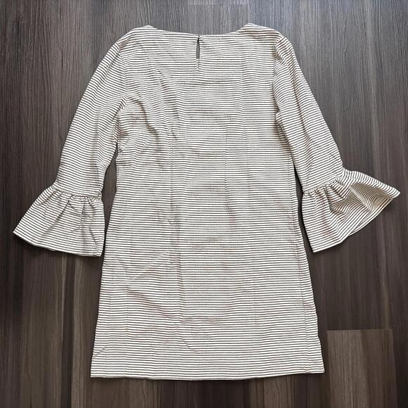 J Crew Women's Dress Gray Striped Ruffle Sleeves Size Small - Picture 3 of 8